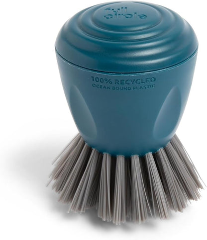 Full Circle Clean Ocean, Heavy Duty Dish Brush, Tough Bristles and Built-in Scraper, Perfect for Cast Iron, Sustainably Made 100% From Recycled Ghost Fishing Nets