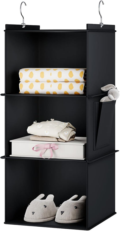YOUDENOVA Hanging Closet Organizer, 4-Shelf Closet Hanging Storage Shelves, Grey
