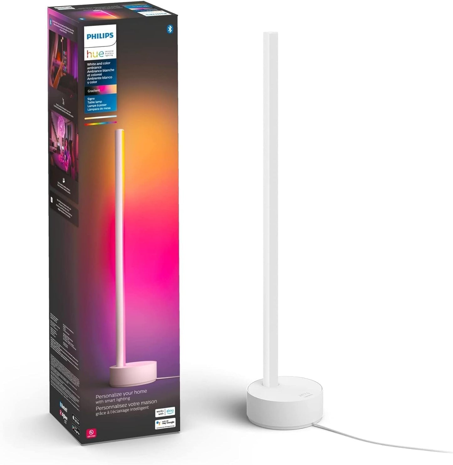 Philips Hue Signe Smart Table Lamp, Black, 1 Pack, White & Color Ambiance LED Color-Changing Light, Control LED Lamp with Hue App, Works with Alexa, Google Assistant, Apple HomeKit