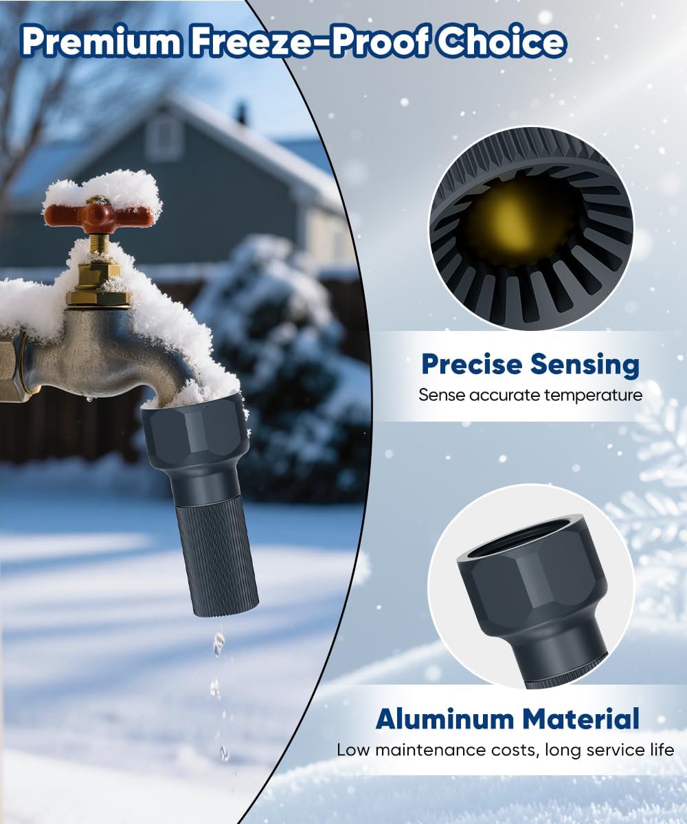 3/4-Inch Thread Faucet Freeze Protection Valve, Freeze Proof Faucet Cover for Outdoors, Winter Frost Proof Auto Temperature Control for Garden, Lawn & Yard Spigot, Grey, 2pcs