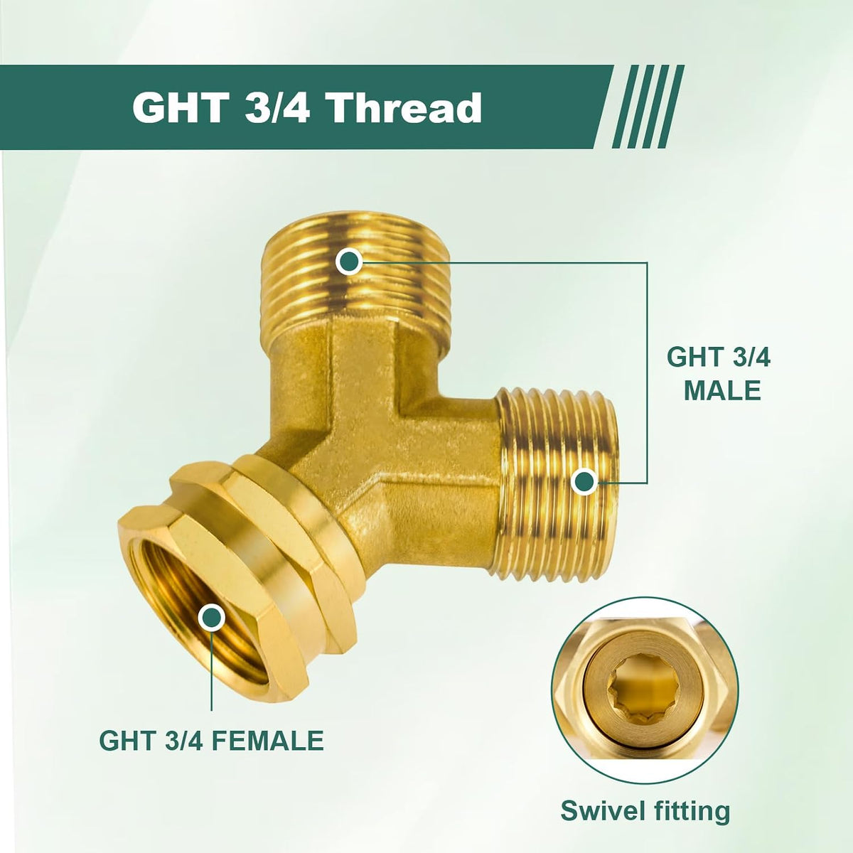 GHT 3/4 Hose Splitter 2 Way, Brass Hose Y for Outdoor Spigot | for garden hoses, sprinklers, drip irrigation and patios, good sealing performance, sturdy, leakproof, full flow port