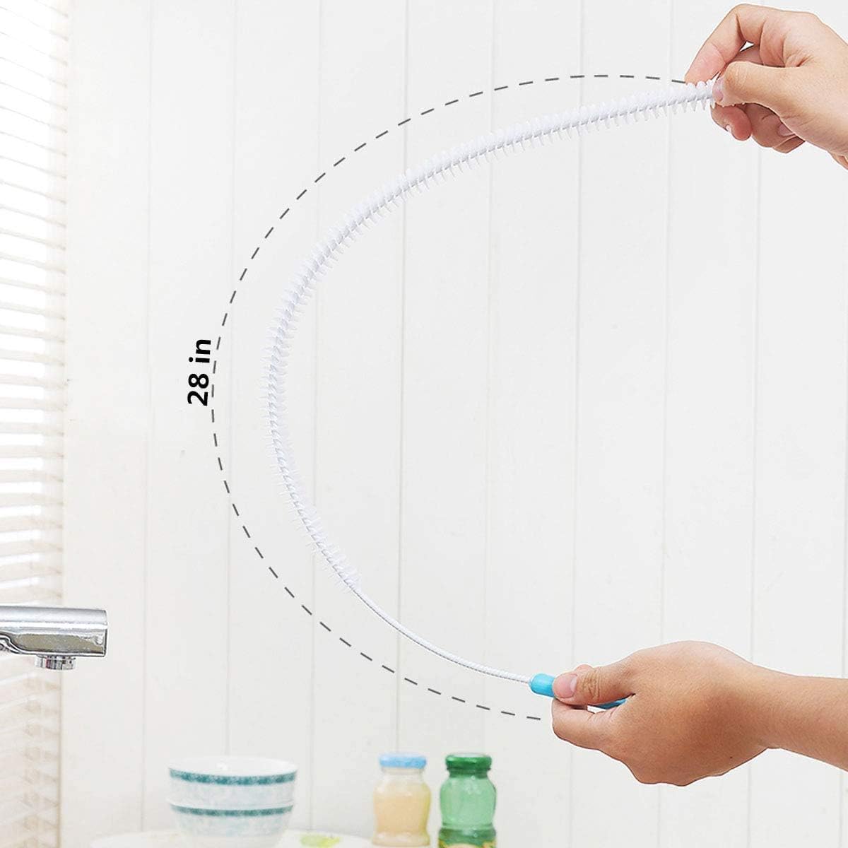 Jumper Joo Drain Snake Brush,Drain Brush for a Sink Drain, 28 inch (71cm), Sink Drain Brush Drain Clog Cleaning Brush,2pcs