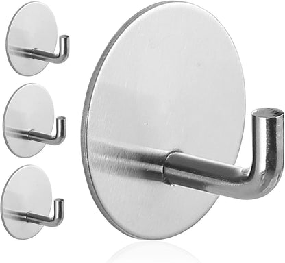 Rise age Adhesive Hooks Heavy Duty Waterproof in Shower Hooks for Hanging Loofah, Towels, Clothes, Robes for Bathroom Removable Adhesive Wall Hooks Door Hook Stainless Steel Black Stick on Hooks 4 Pcs