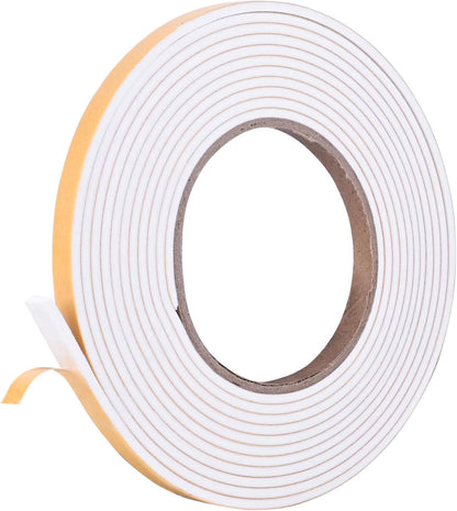 Self Adhesive Foam Tape Weatherstrip 1/2in x 1/4in x 42Ft High Density Foam Insulation Strips Foam Seal Weather Stripping with Strong Adhesive for Door and Window Sound Isolation Soundproofing, White