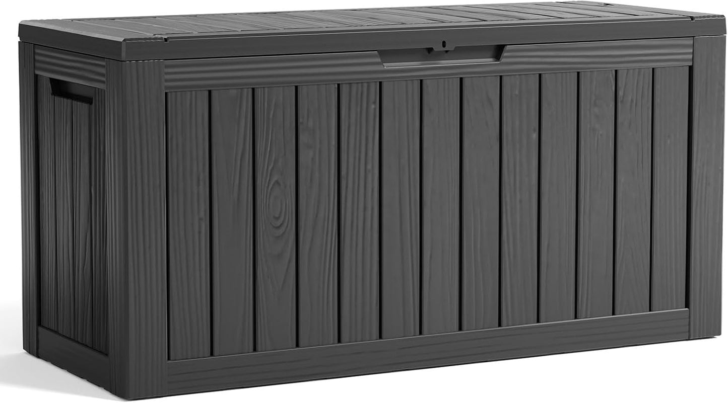 EasyUp 50 Gallon Outdoor Storage Box Waterproof Lockable Deck Boxes | UV Resistant Resin, for Garden Tools Cushions Patio Equipment, 300 lbs Capacity, Portable Design, Easy 16-Min Assembly