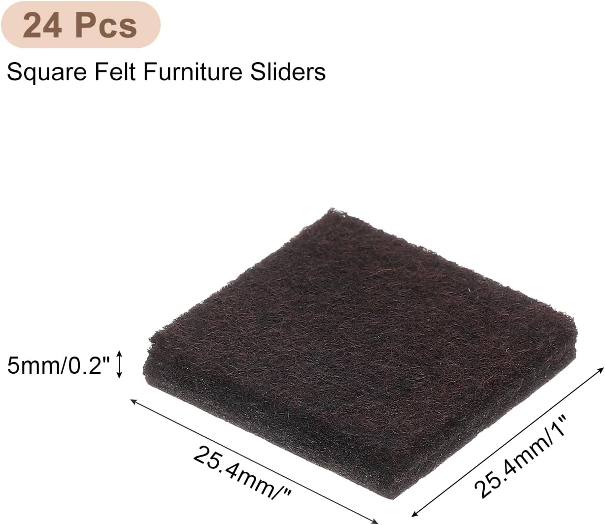 uxcell Furniture Pads, 24Pcs 1.5" - Square Self Adhesive Felt Furniture Pads, Floor Protectors for Furniture Feet Chairs Legs Hardwood Floors (Black)