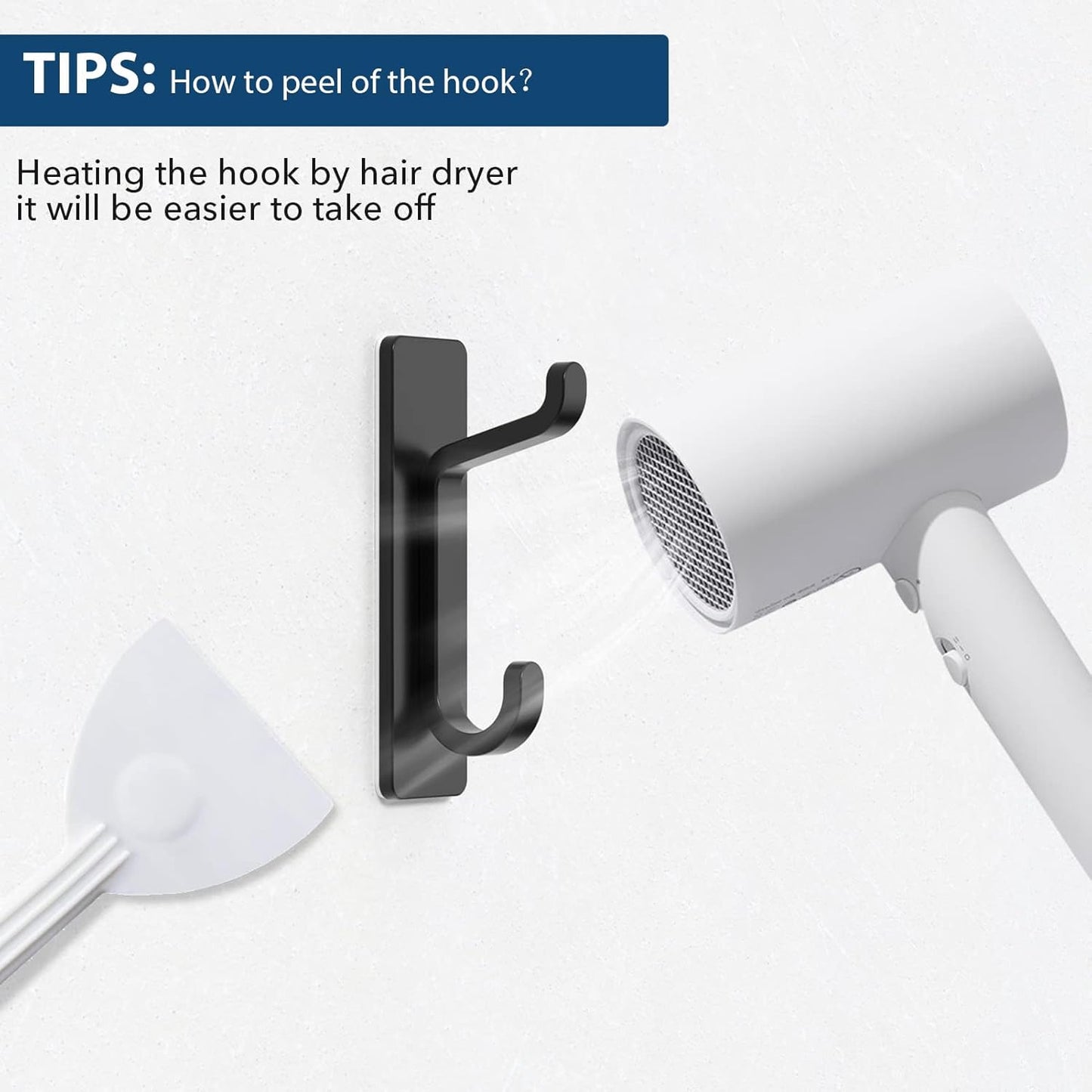 pickpiff Wall Hooks for Coat and Towel: 13LB Strong Adhesive Door Hanger Stick on, White 4 Pack