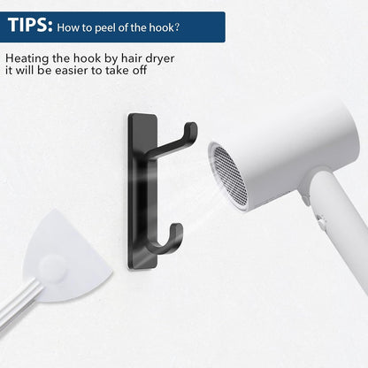 pickpiff Wall Hooks for Coat and Towel: 13LB Strong Adhesive Door Hanger Stick on, White 4 Pack