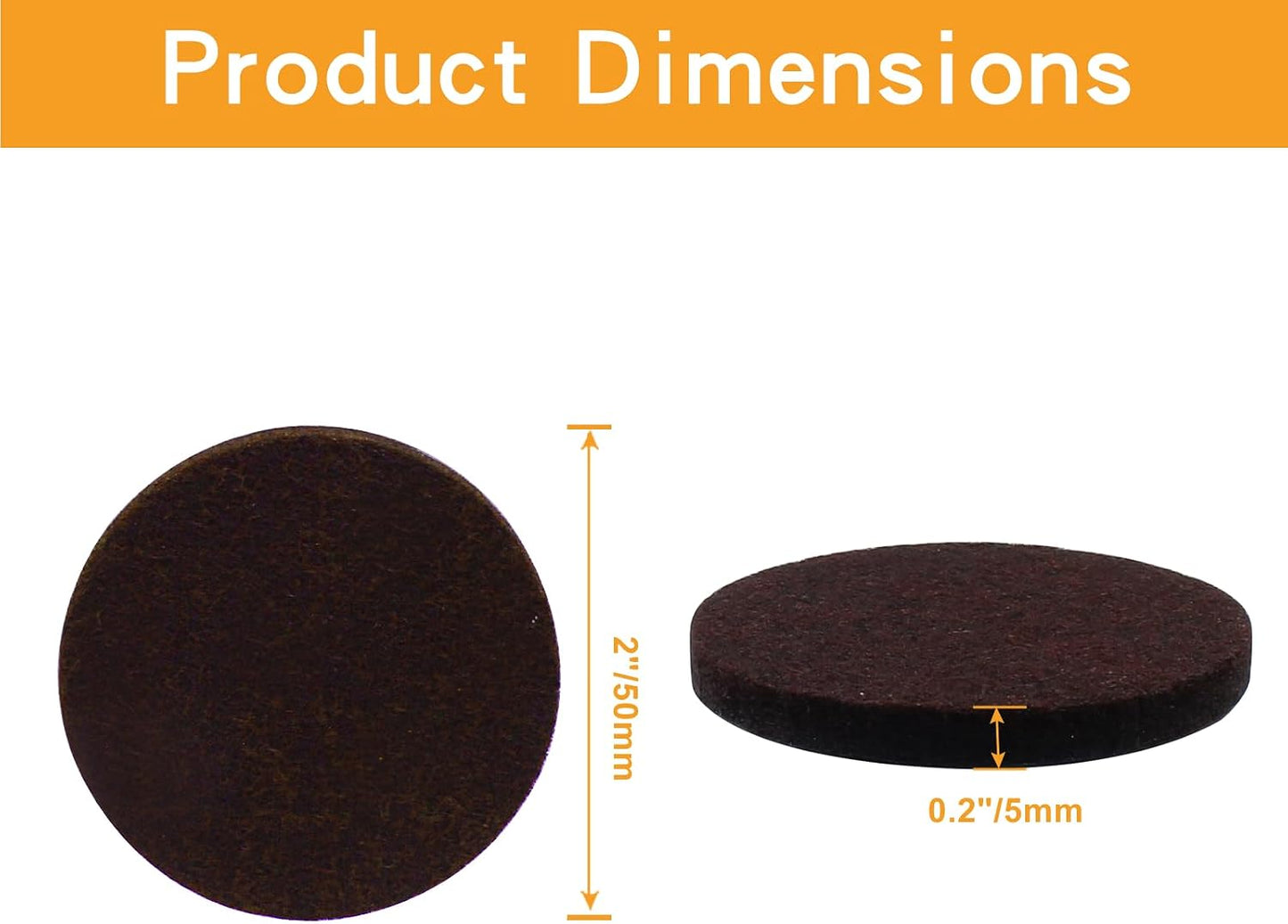 16 Pcs 3"/75mm Felt Furniture Pads Brown Round Self Adhesive | 5mm Thick, Anti Scratch Floor Protectors, For Furniture Feet Chair Legs