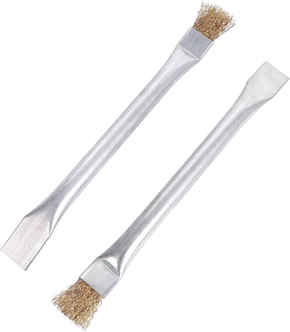 Professional Steel Wire Brush for Pellet Stove Cleaning, Steel Brush with Scraper, Metal Long Handle,Suitable for Removing residues (Pack of 2)
