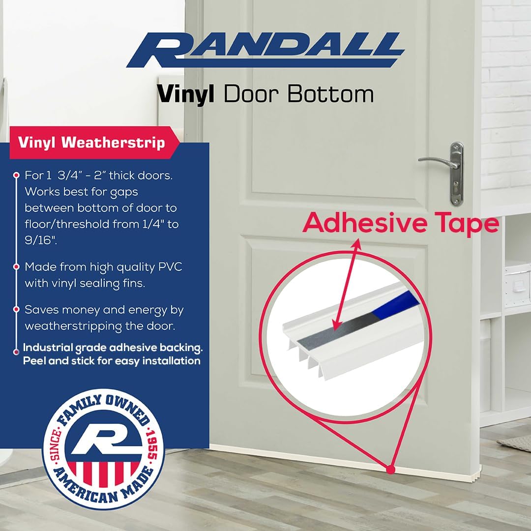 PVC & Vinyl Door Bottom | Weatherstrips Door | for 1 3/4” to 2” Thick Doors | Fits Gaps from 1/4” to 9/16” | Made in The USA (3 FT, Brown)