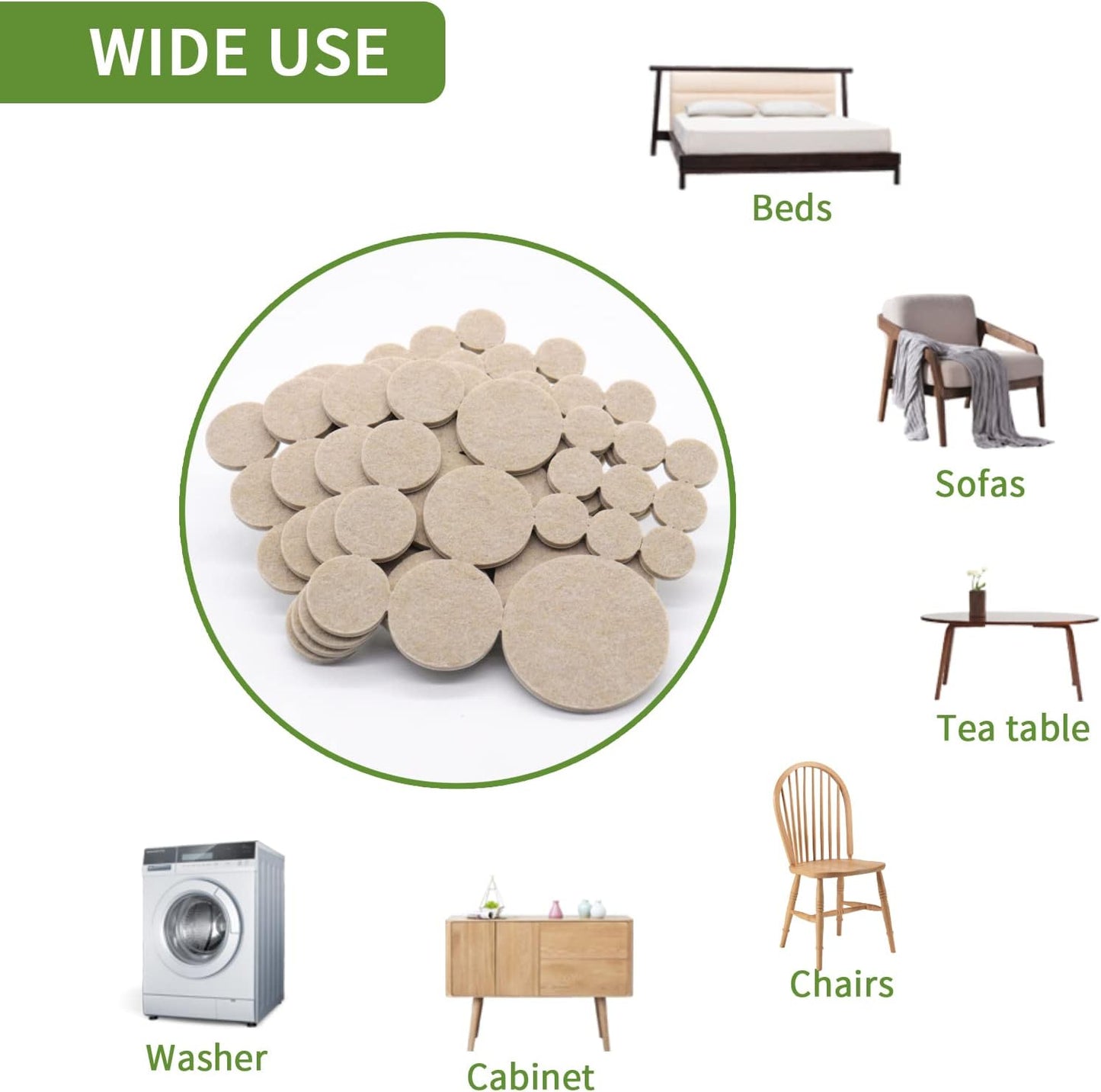 Felt Furniture Pads for Hardwood Floors 48 PCS, Furniture Pads, Floor Protectors for Hardwood Floors, Felt Pads for Furniture, Round, Dark Brown
