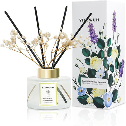 Reed Diffuser Set,5.07 fl oz (150 ml) - White Jasmine Oil Diffusers with 8 Reed Sticks,Home Fragrance Reed Diffuser for Bathroom Shelf Decor