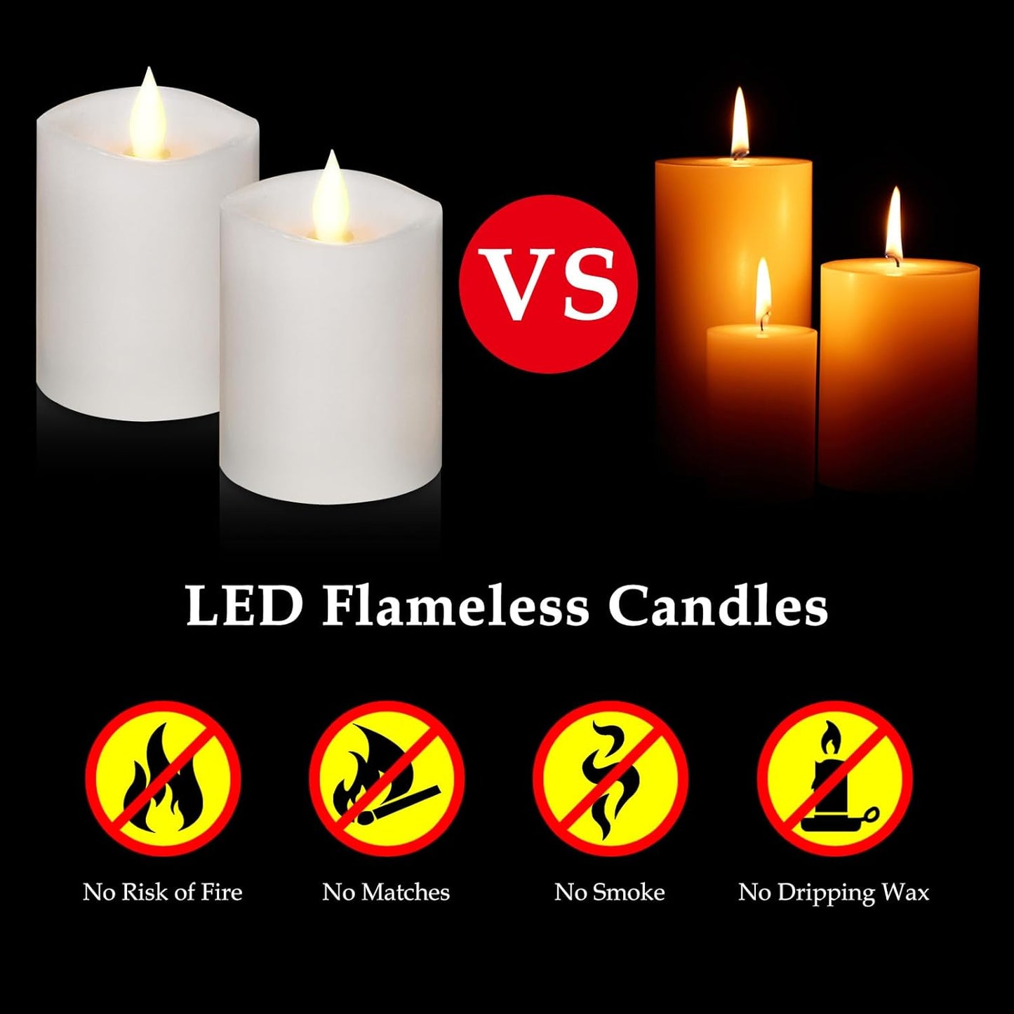 3"x4" Flickering Flameless Battery Candles with Timer, White Realistic LED Pillar Candles, Set of 2 Large Remote-Operated Candles for Home Indoor/Outdoor & Holiday Decor