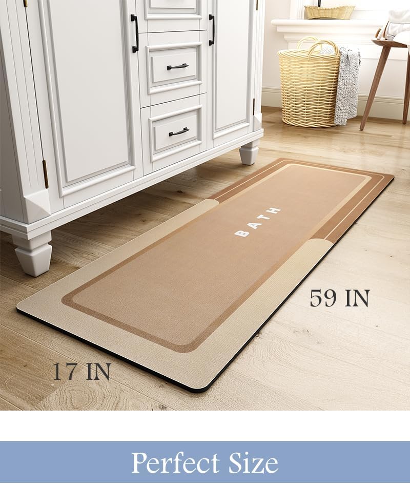 MontVoo-Bath Mat-Bathroom Mat Rug Non Slip Super Absorbent Stain Resistant Quick Dry Thin Bath Rug-Bath Mats for Bathroom Floor Bathtub Vanity-Bathmat Bath Rug Easy Care-17"x27" Grey
