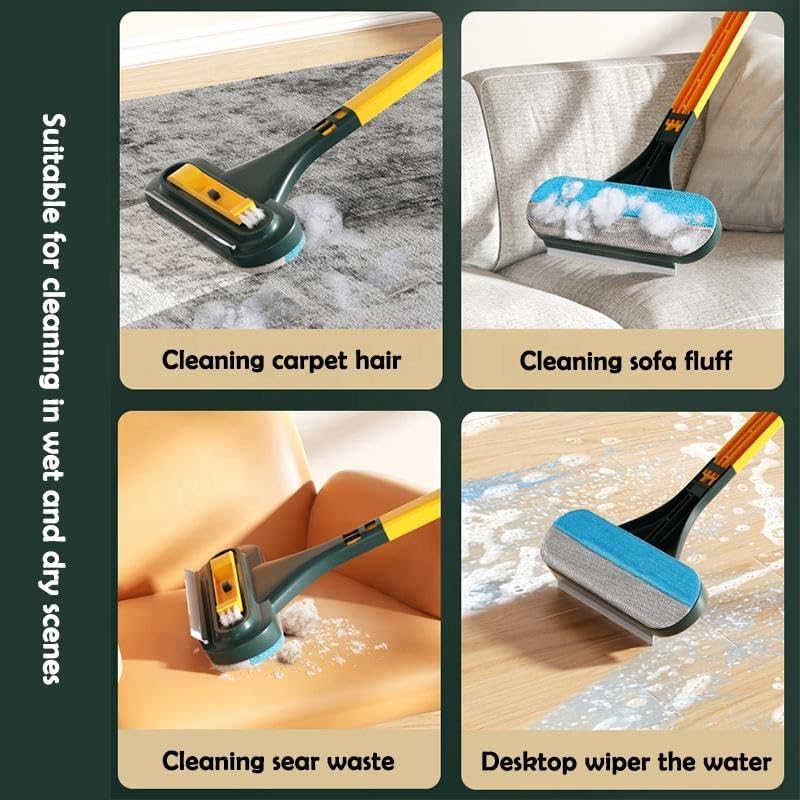 Window Screen Cleaning Brush - 2 in 1 Net Screen Cleaner Tool with Squeegee, Mesh Screen Cleaner, Multi-Purpose Cleaning Brush for Patio Door Porch Screens (1, Blue)