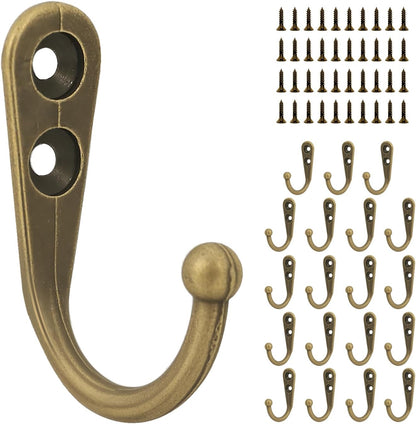 20 Pcs Key Hooks Coat Hooks for Hanging, Key Holder, Wall Mount Hook with Stainless Steel Screws, Command Hooks Utility Hangers for Key, Hat, Cup, Coat, Picture (White)
