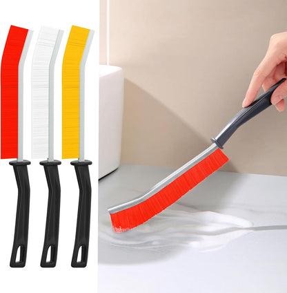 3 PCS Cleaning Gap Brush Set Narrow Crevice Scrub Brush with Stiff Bristles Handle Detail Cleaning Brushes for Home,White,Yellow,Red