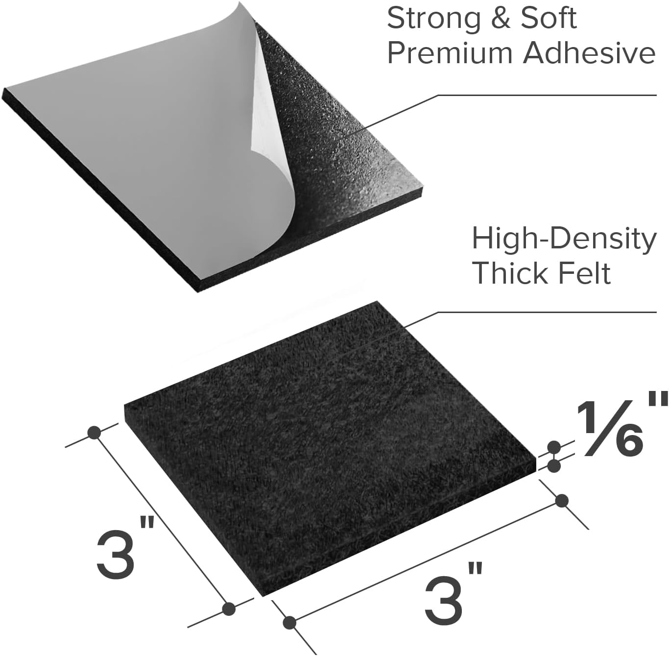 X-Protector Premium Felt Furniture Pads - 20 PCS 6 x 1/2" - Black Rectangular Pads with Tenacious Adhesive - Protects Hardwood, Laminate & Tile Floors