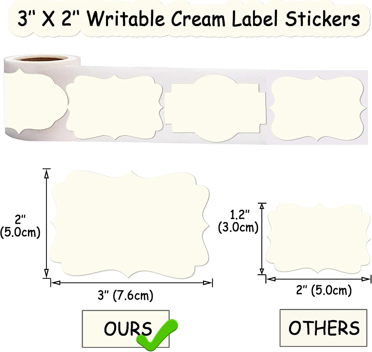 2" x 3" Kraft Label Stickers Writable Gift Labels, 200PCS Self-Adhesive Brown Labels for Essential Oil Bottle, Jars, Food Storage or Gift Decoration