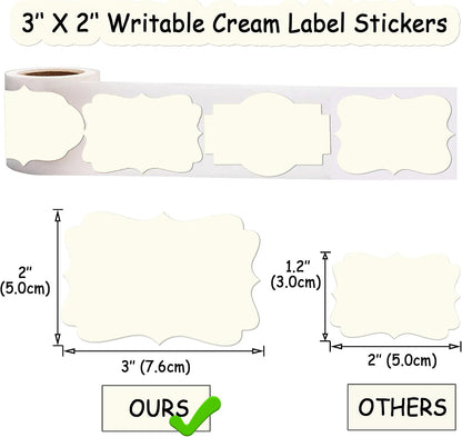 2" x 3" Kraft Label Stickers Writable Gift Labels, 200PCS Self-Adhesive Brown Labels for Essential Oil Bottle, Jars, Food Storage or Gift Decoration
