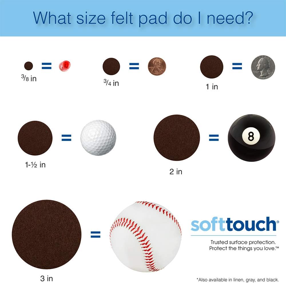softtouch 1" Round Heavy Duty Self Stick Felt Furniture Pads, Protect Hardwood Floors from Scratches, Beige (48 Pack)