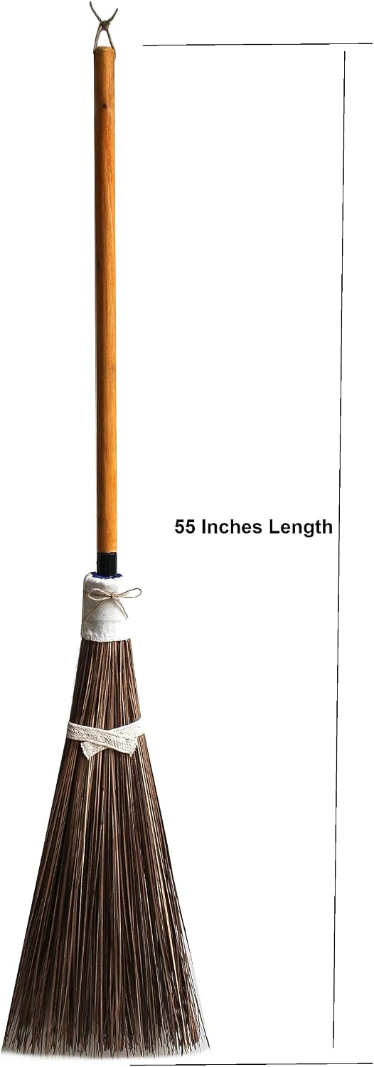 Coconut Broom - 55 Inches Length, Heavy Duty Broom for Sweeping Patio, Garden, House, Garage and Other Outdoor Spaces.