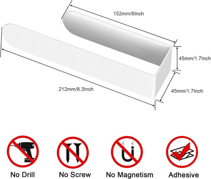 HUFEEOH 2 Pack Adhesive Hand Towel Holder, Kitchen Towel Rack Towel Bars Wall Mounted, Stainless Steel Bath Towel Hanger for Bathroom Hotel Kitchen (White, 8 Inch(2PC))