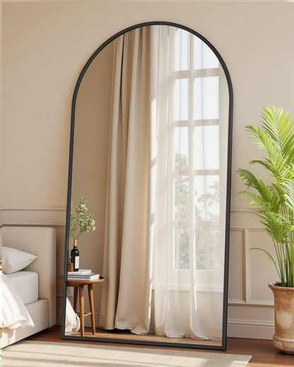 Full Length Mirror with Stand, 71"x28" Arched Full Body Large Stand Up Aluminum Frame Floor Standing Mirror, Freestanding Hanging Leaning Mounted for Bedroom Living Room Entryway Gold