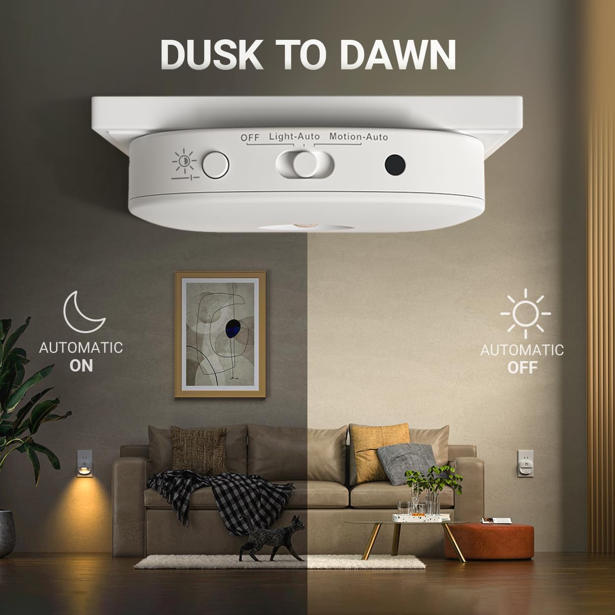Lyridz Plug in Night Light with Motion Sensor and Dusk to Dawn Sensor, Dimmable Warm Nightlight with 1-50lm Adjustable Brightness Indoor for Bedroom, Bathroom, Stairs, Hallway, 4 Pack