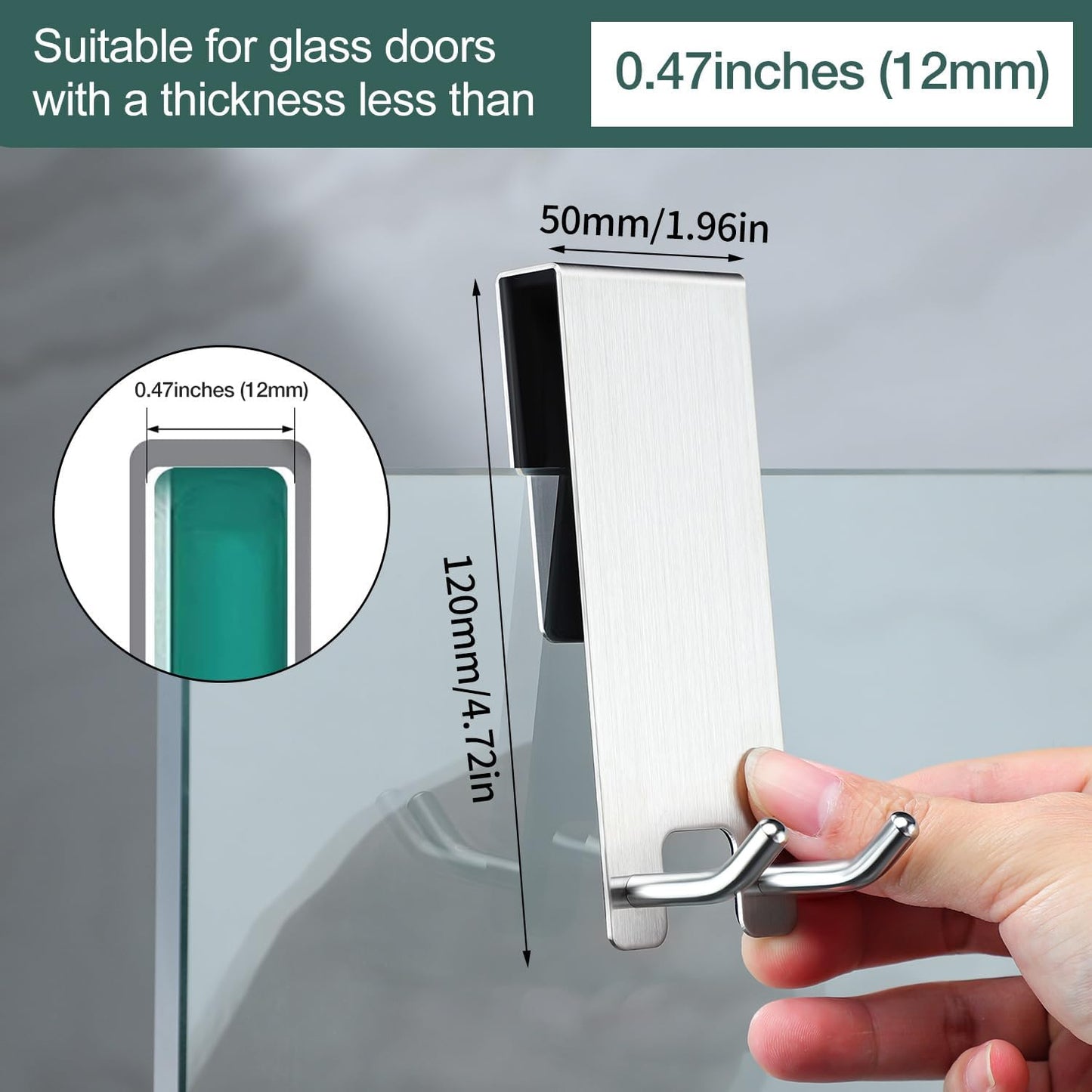 Taozun Shower Door Hooks, Gold Towel Hooks for Bathroom Frameless Glass Door, Shower Squeegee Hooks, 2-Pack, Stainless Steel