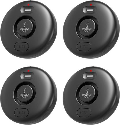 RUIKORING Water Leak Detectors for Home 4 Pcak, 120dB Adjustable Loud Alert Water Sensor, IP66 Waterproof Water Alarm, Easy Installation for Home, Bathroom, Sink, Basement Flood Prevention, Laundry