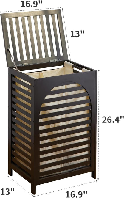 Laundry Hamper with Lid,Bamboo Large Waterproof Clothes Laundry Basket,Removable Washing Bags with Handles,clothes basket (Natural)