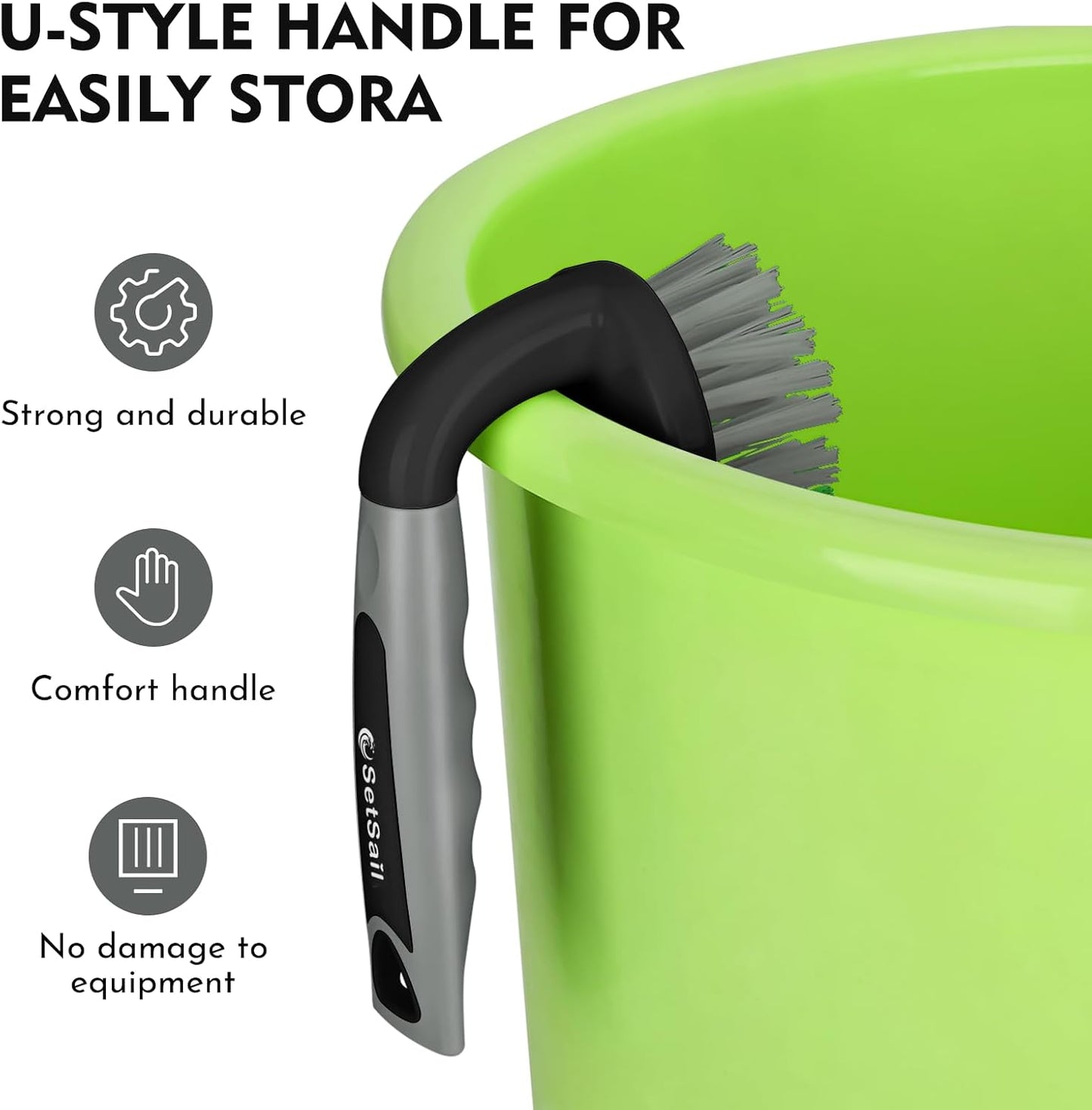 SetSail Scrub Brush, Heavy-Duty Scrub Brushes for Cleaning with Stiff Bristles Cleaning Brush for Shower, Bathroom, Carpet, Kitchen and Bathtub Scrubber - 2 Pack