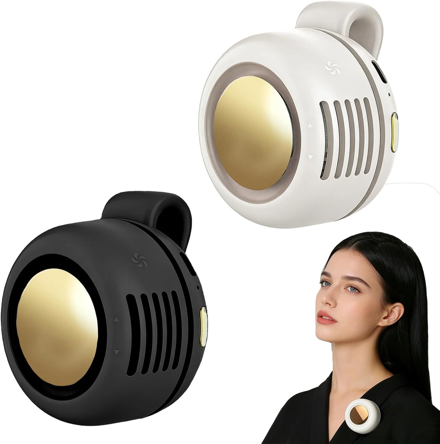 Portable Fan,2-in-1 Waist Clip On Bladeless, Ultra-Quiet Mini Personal Neck Fan 3 Speeds with 360°Adjustable Clip USB Rechargeable for Hiking,Office & Outdoor