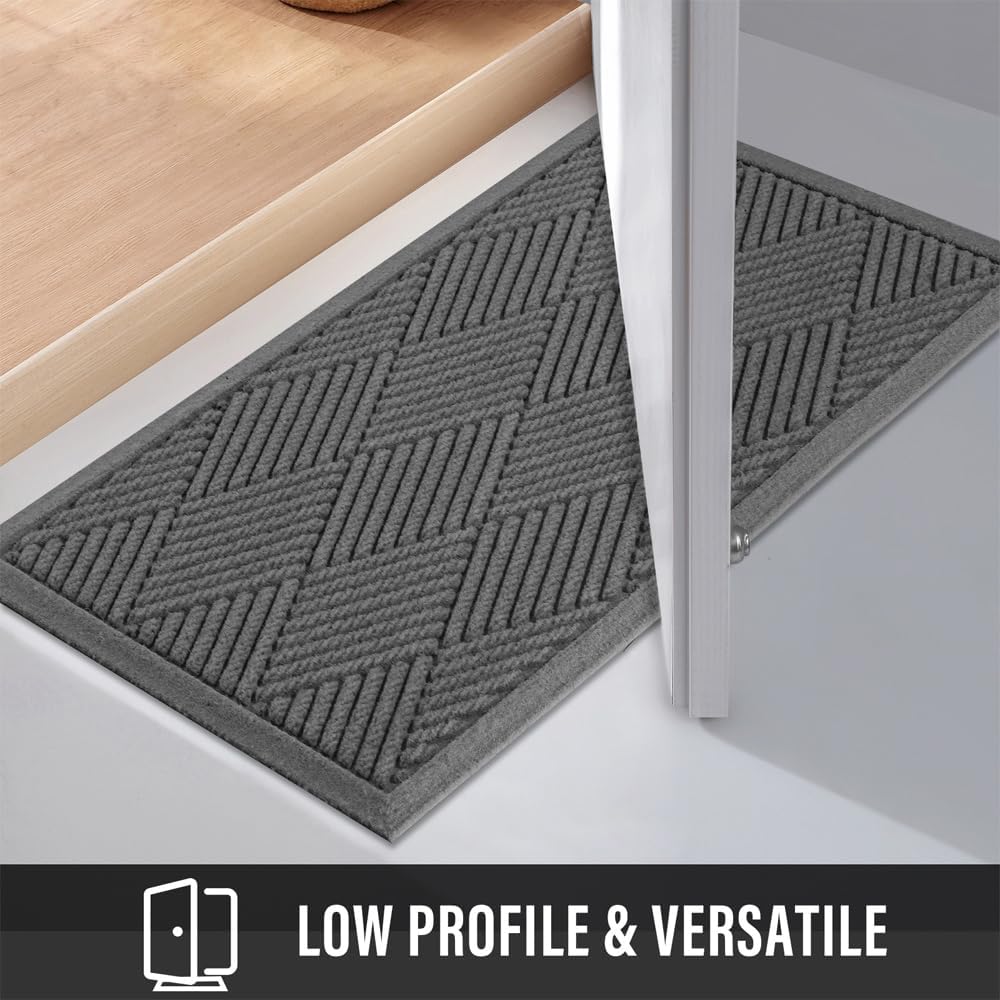 HIYARD Sturdy Front Door Mat, Absorbent Muddy Dirt Resist Welcome Door Mats Outdoor Indoor, Stain and Fade Resistant, Non-Slip Rubber Backing Low Profile Doormat for Entryway, 30×17, Beige