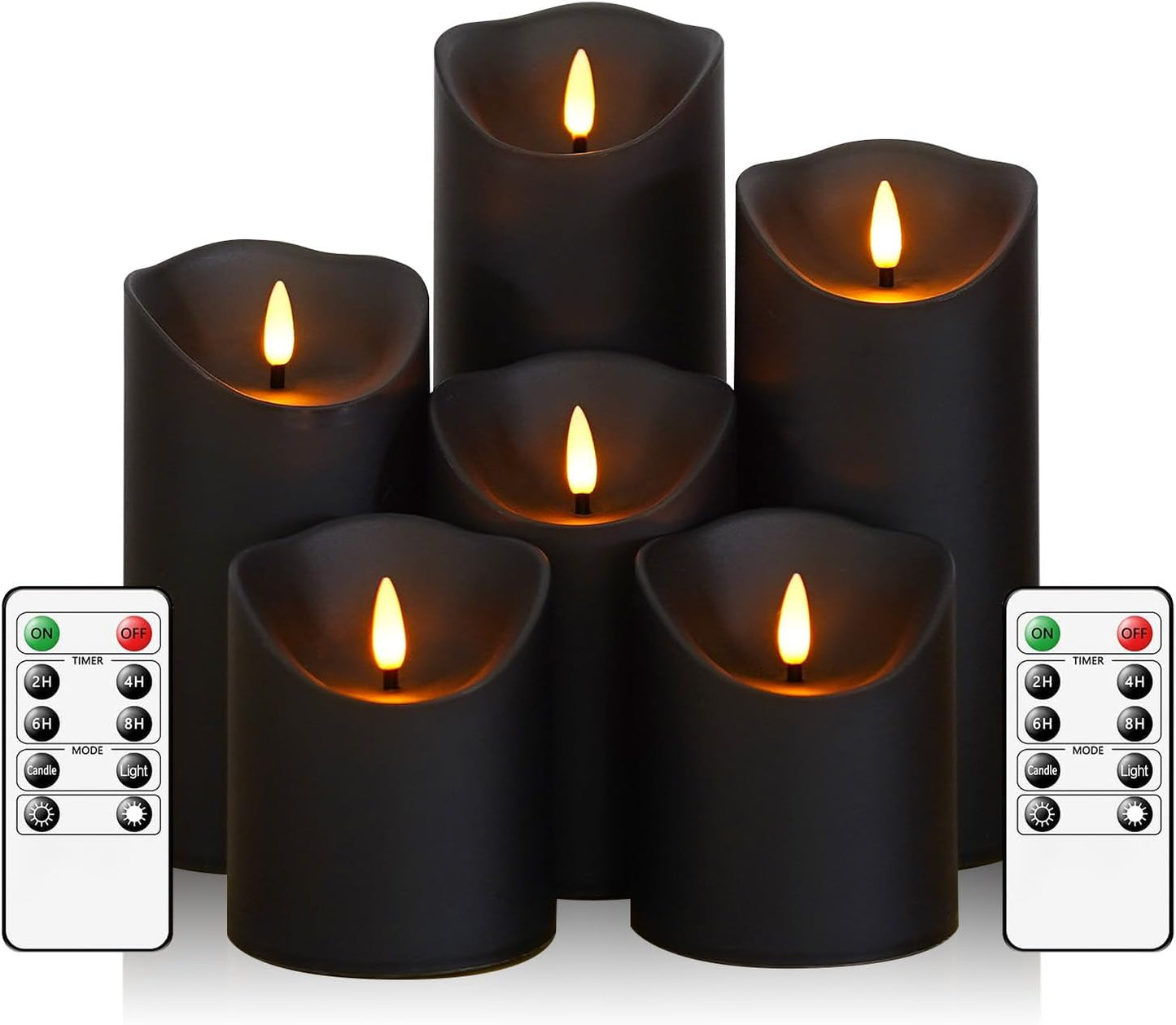 Fo32won Flameless Flickering Candles with Remote Timer, Set of 6 Ivory Led Battery Operated Candles for Home Decor Xmas Halloween (D3 x H3 3" 4" 5" 6" 7")