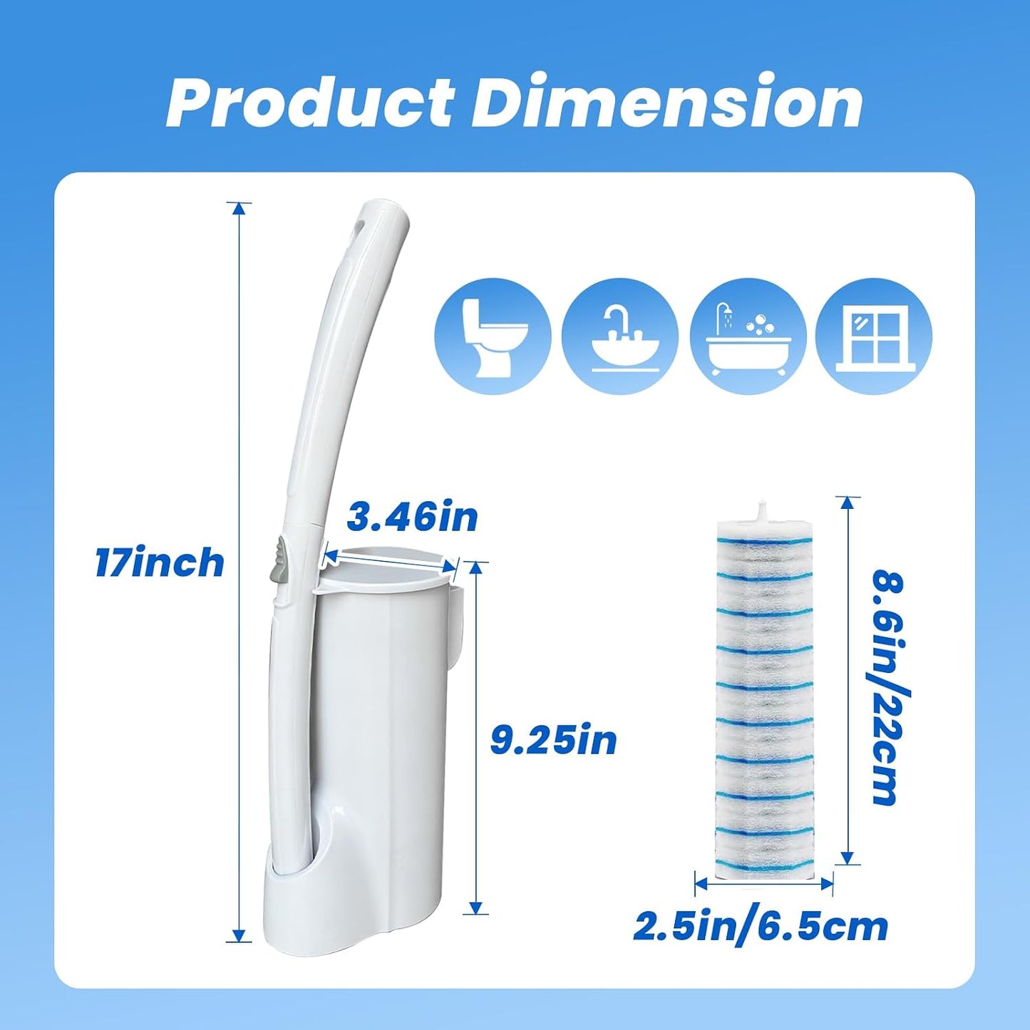 40 Disposable Toilet Brush Replacement Pads, Wall Mounted Toilet Holder Set Toilet Cleaning System Starter Kit, Toilet Stick Pads (White)