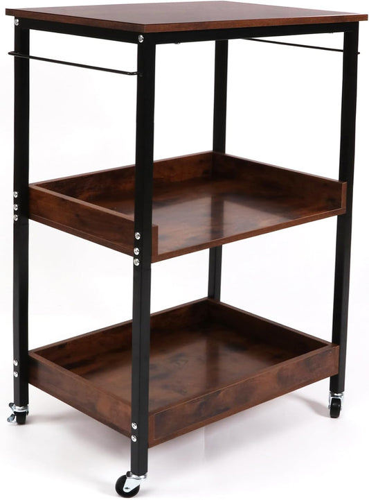3-Tier Rolling Utility Cart with Lockable Wheels Storage Slim Storage Heavy Duty Cart Mobile Shelving Unit Craft Narrow Organizer for Bathroom Laundry Kitchen (Vintage Blue)