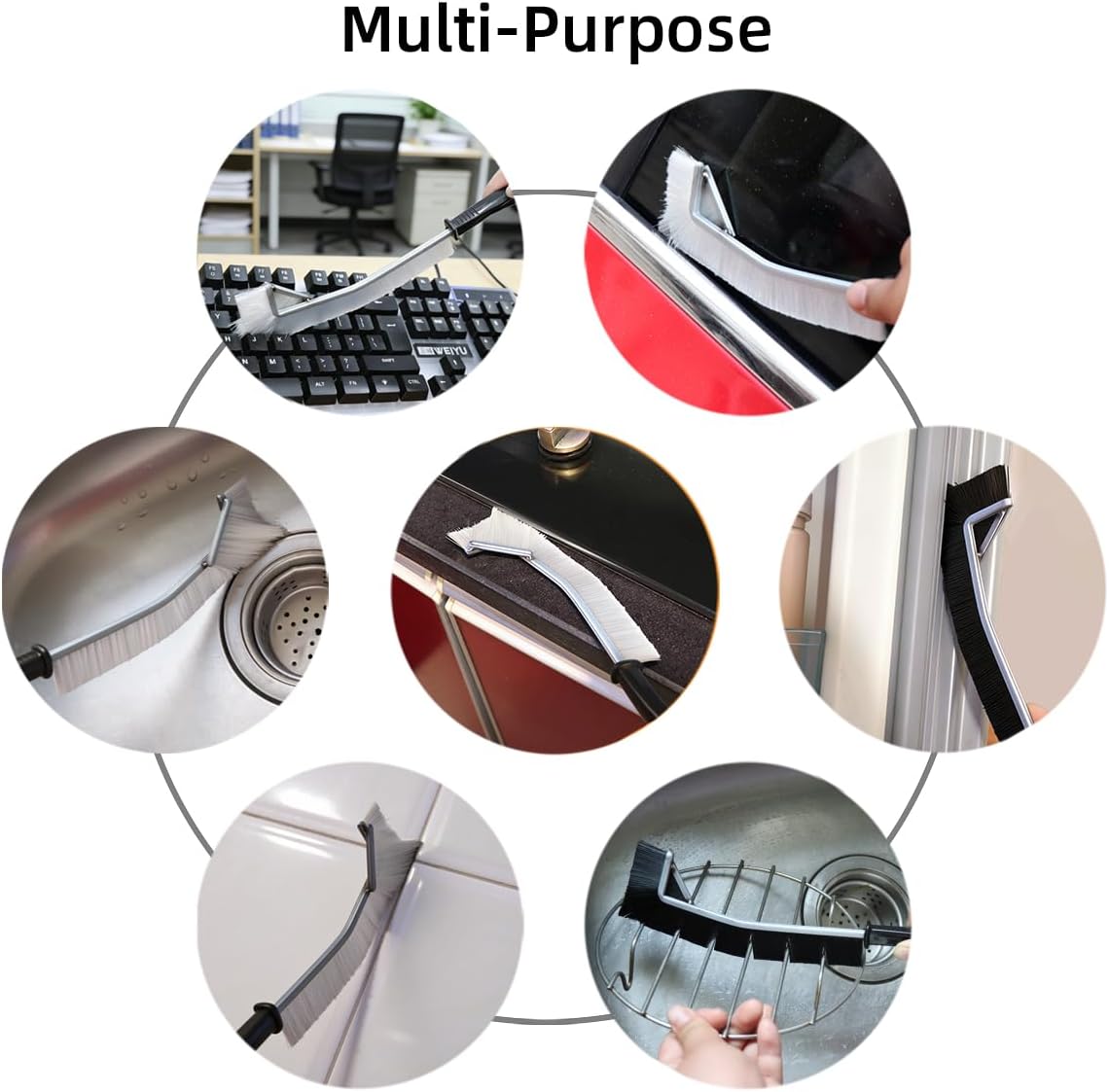 Crevice Cleaning Brush, Hard-Bristled Grout Brush，2026 New Multifunctional Gap Cleaning Brush Tool，Dead Corners Brushes for Bathroom Kitchen Tiles Window Door Slots，2pcs