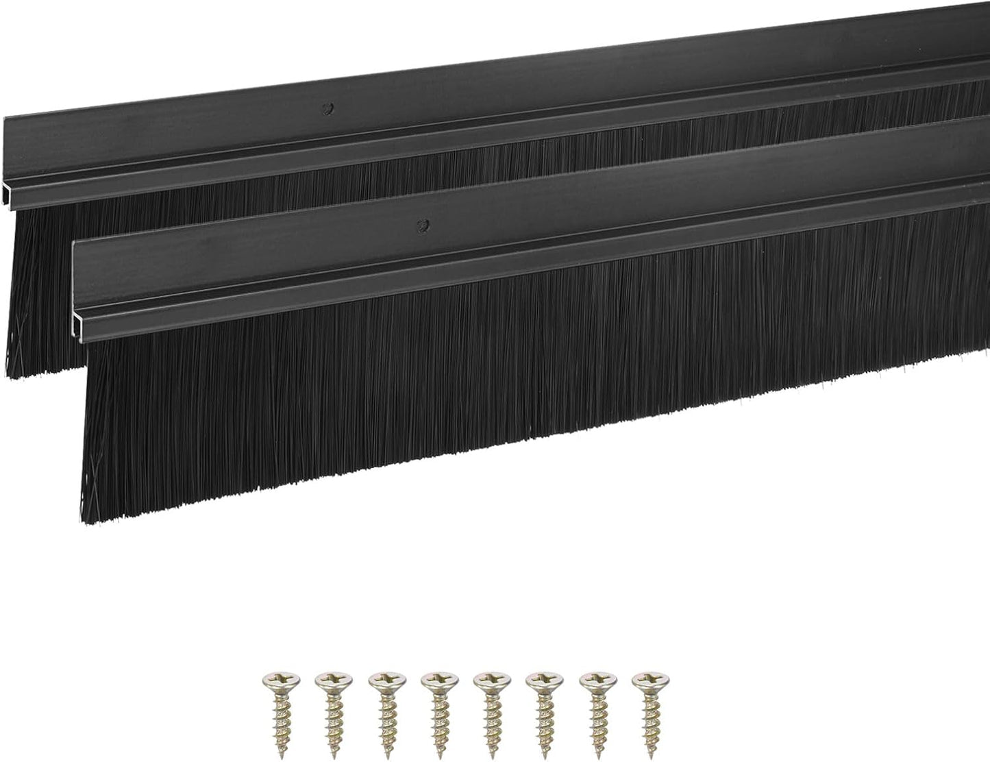 M METERXITY 2Pack Door Sweep - 39" Door Bottom Brush Heavy Duty Seal Draft Stopper Aluminum Base with 50mm Brush, Adhesive/Screw Installation for Interior/Exterior/Garage/Sliding Doors, Black