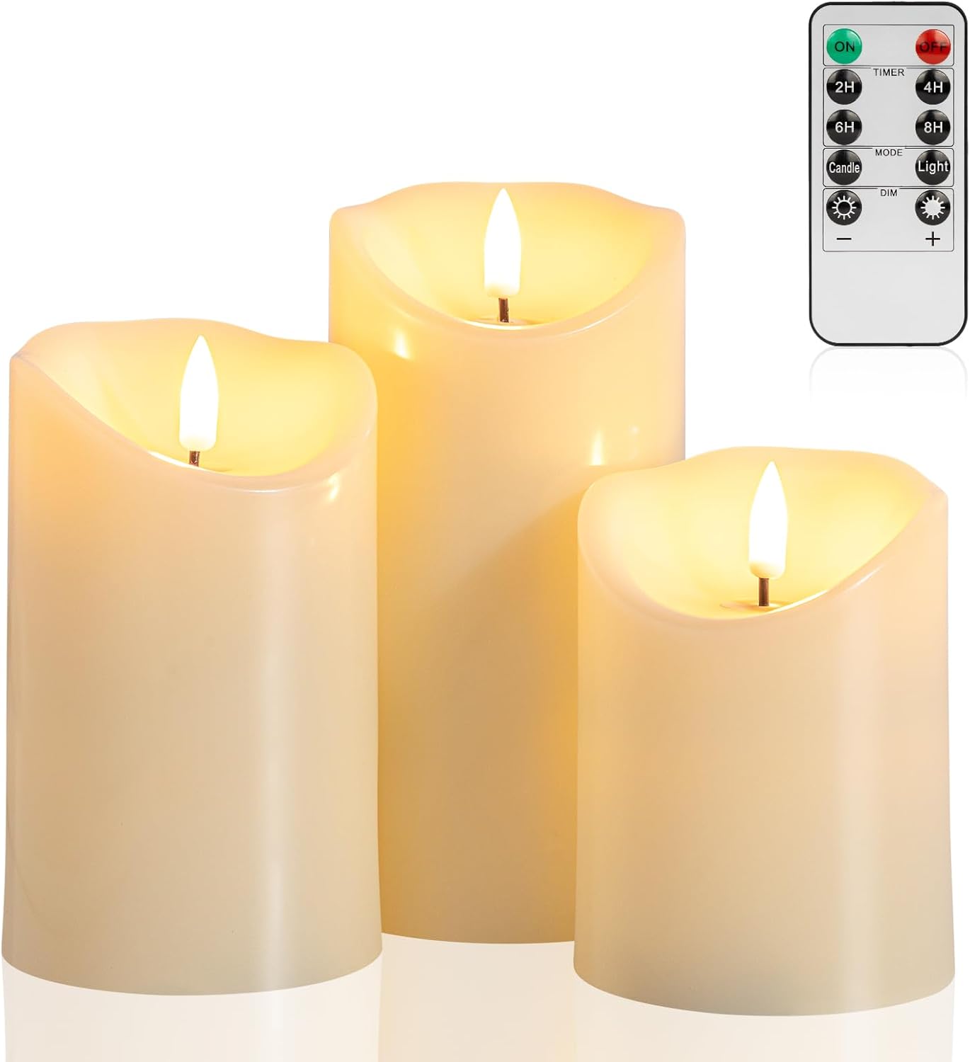 ANGELLOONG Flickering Flameless Candles, Realistic Battery Operated Candles with Remote and Timer, Set of 3 LED Candles for Room Fall Home Wedding Decor Centerpieces Table Party Valentines Decorations