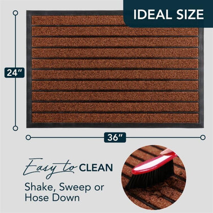 ubdyo Extra Durable Door Mat - Dirt Trapping Outdoor Welcome Mats - Non-Slip Outdoor Indoor Entrance - Low Profile Front Doormat (30" x 17", Bright Brown)