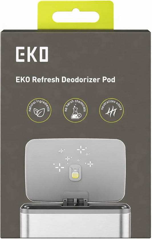 EKO Refresh Deodorizer Pod Refills, 4-Pack, Plant-Based Trash Can Deodorizer & Garbage Odor Eliminator, Long-Lasting 45 Days Air Freshener Pods for Bathroom, Closet, Storage, Compost Trash Can