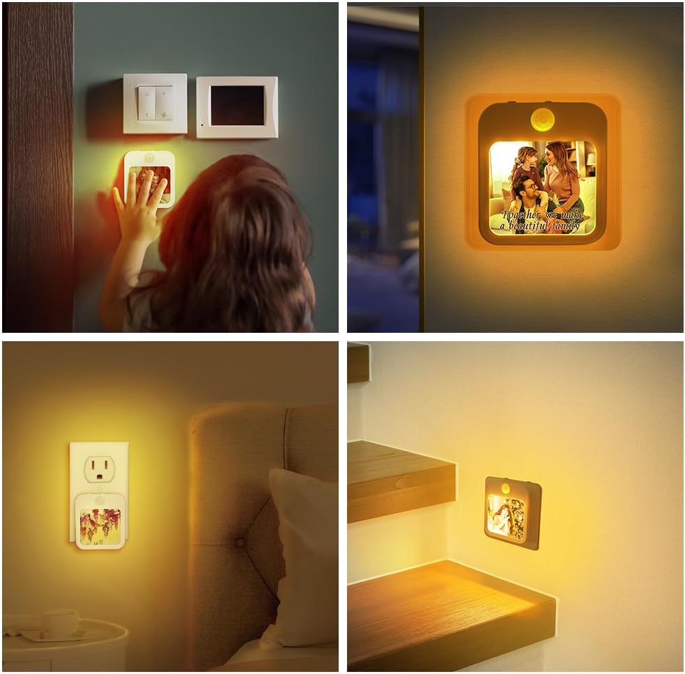 PYD Life 10 Pack Sublimation Night Light Blanks Plug in Motion Sensor 3" x 2.7" x 1.6",Warm Yellow LED Nightlight Adjustable Brightness for Bedroon,Bathroom,Hallway,Stairs,Kitchen