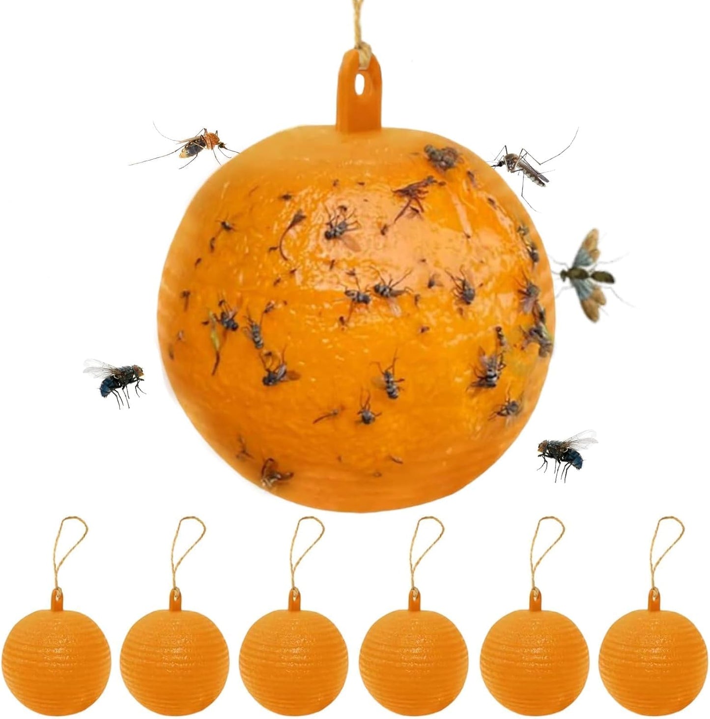 Sticky Insect Trap Ball Osseph Fruit Fly Trap Balls for Indoor Outdoor | Physical Sticky Hanging Bug Ball Catches Flie Gnat Mosquitoe Flying Insects 6pack (Green)
