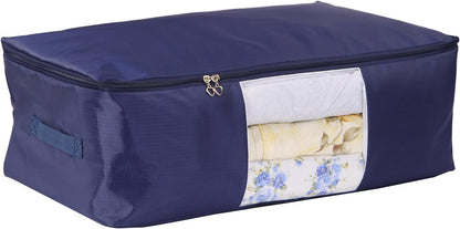 Comforter Storage Bags Pack of 2,Pillow Beddings/Blanket Clothes Organizer Storage Containers with Zippers,Breathable and Moistureproof(Black,2pcs)