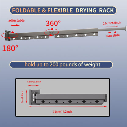 Wall Mounted Clothes Hanger Drying Folding Racks | Full 180° horizontal & vertical pivot