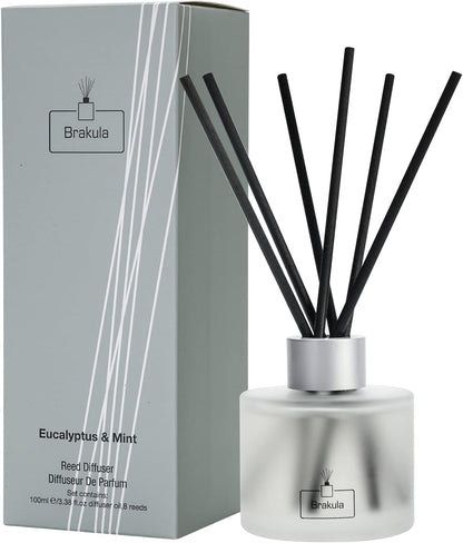 Brakula Reed Diffuser Set, 100ml Black Vanilla Scented Oil Diffuser for Bathroom, Home Fragrance for Living Room, Office