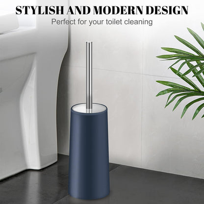 Toilet Brush and Holder, 2 Pack Toilet Brush with 304 Stainless Steel Long Handle, Toilet Bowl Brush for Bathroom Toilet-Ergonomic, Elegant,Durable (White)